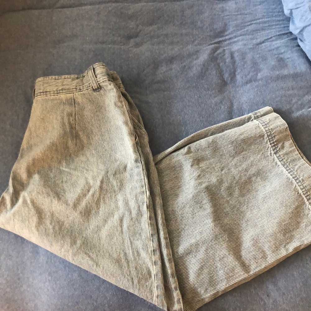 WIDE LEG CROP STRIPED JEANS SIZE 2